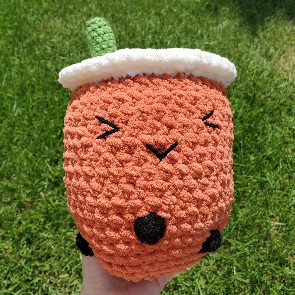Handmade Thai Milk Tea Boba Crocheted Plushie